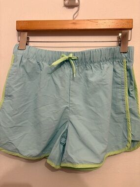 Old Navy Light Blue Athletic Shorts with Lime Trim